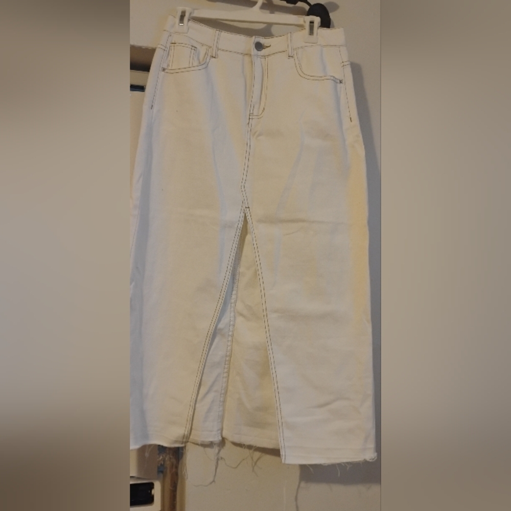 Women's Cream Denim Skirt